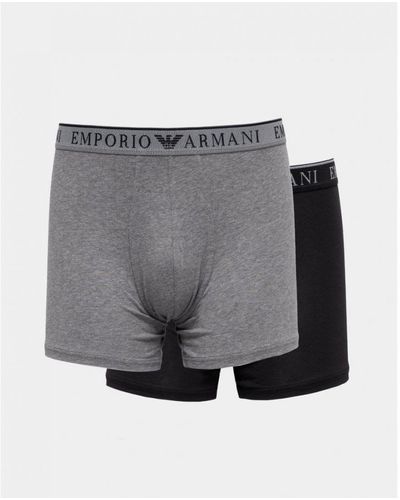 Emporio Armani 2-Pack Logo Tape Midwaist Boxers - Grey