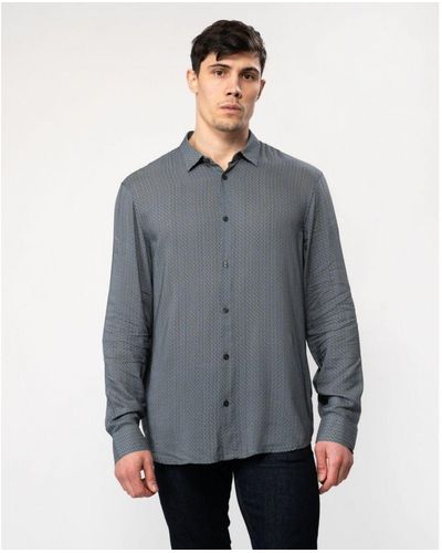 Armani Exchange Long Sleeve Pattern Print Shirt - Grey