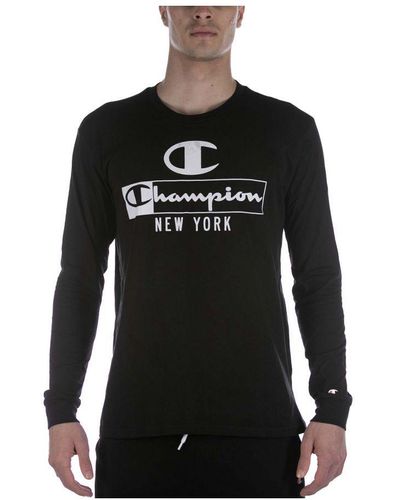 Champion Lange Mouw Crewneck Zwart T-shirt