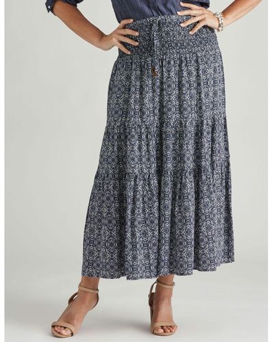 Millers Tiered Maxi Rayon Skirt Viscose - Blue