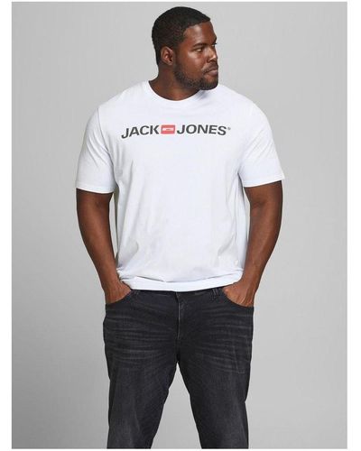 Jack & Jones T-Shirt, King Size Short Sleeve Crew Neck - White