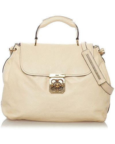 Chloé Vintage Elsie Leather Satchel White Calf Leather - Natural