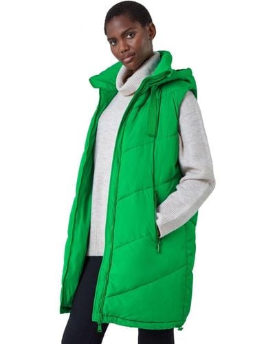 Roman Quilted Hooded Gilet - Green