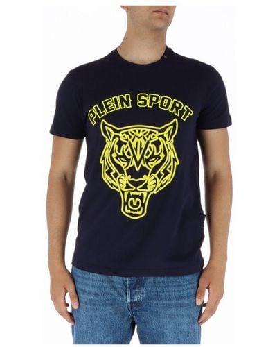 Philipp Plein Stencil Tiger Logo T-Shirt - Blue