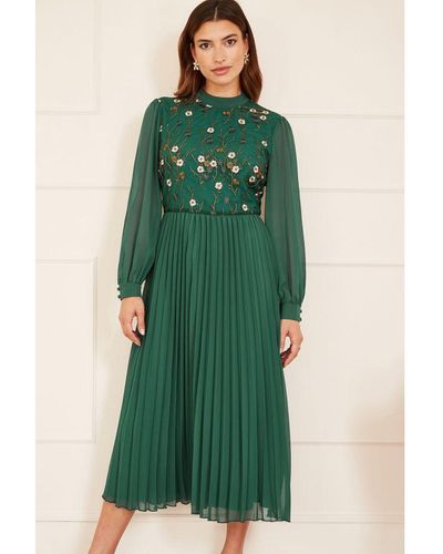 Long sleeve clearance embroidered midi dress