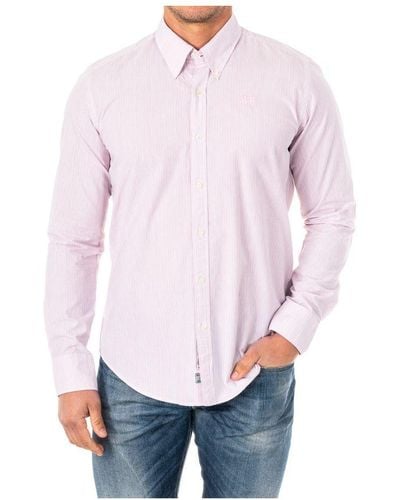 La Martina Long Sleeve Shirt With Lapel Collar Lmc017 - Pink