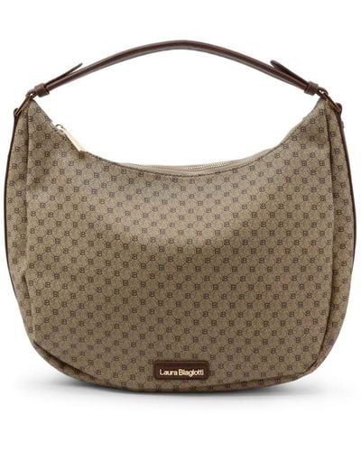 Laura Biagiotti Synthetic Material Shoulder Bag With Zip Fastening And Multiple Internal Pockets - Brown