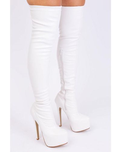 Where's That From 'Brinley' High Heel Over The Knee Boots - White