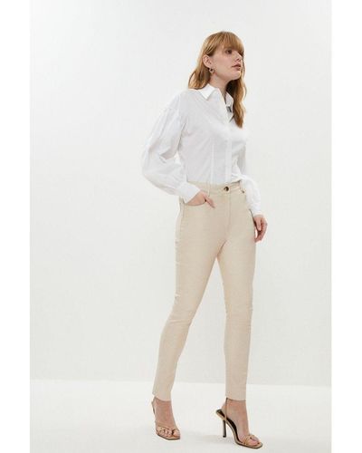 Coast Stretch Leather 5 Pocket Trousers - White
