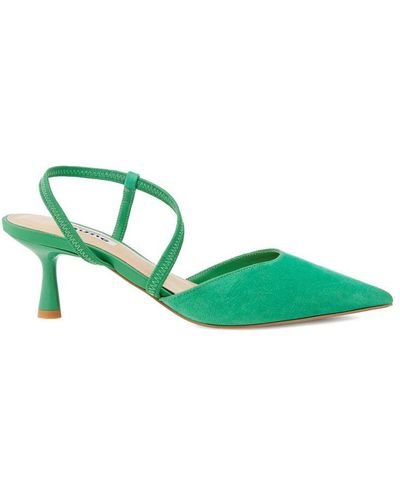 Dune Ladies Citrus - Matte-flared-heel Court Shoes Leather - Green