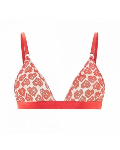 Nicce London Adjustable White/red Aop Heart Triangle Bralette 211 2 15 09 0469 Cotton