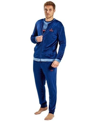 Munich Long Sleeve Velvet Pyjama Jacket Mudp0153 - Blue