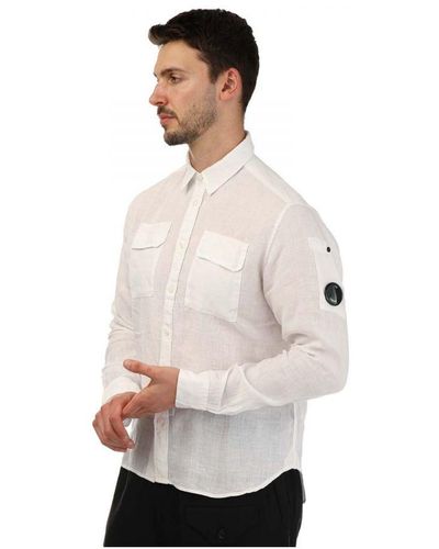C.P. Company Linen Pocket Shirt - White