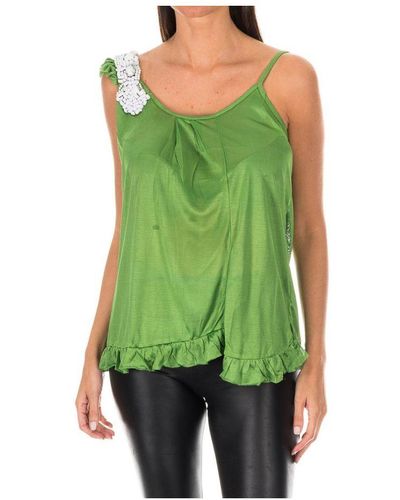 Armand Basi Womenss Thin Strap Top With Ruffle Bdm0426 - Green