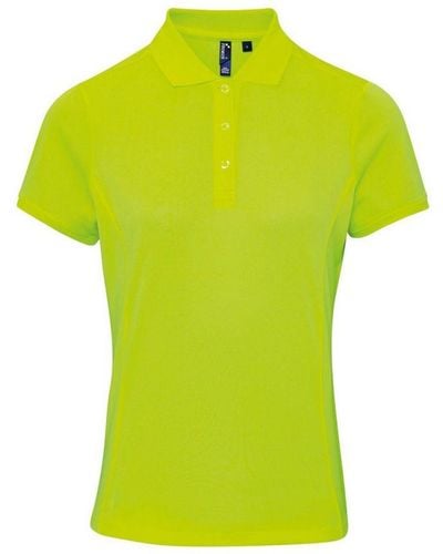 PREMIER Ladies Coolchecker Pique Polo Shirt (Neon) - Yellow