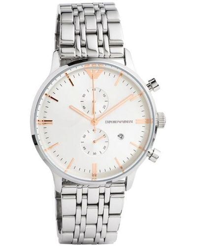 Emporio Armani Ar1933 Ss Dial Chronograph Bracelet Watch - White