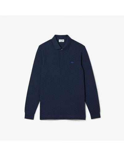 Lacoste Smart Paris Long Sleeve Stretch Cotton Polo Shirt - Blue