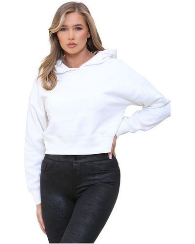 Kruze By Enzo Cropped Hoodie - White