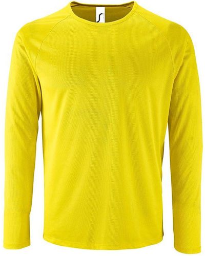 Sol's Sporty Long Sleeve Performance T-Shirt (Neon) - Yellow