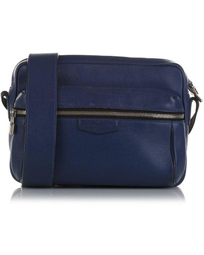 Louis Vuitton Vintage Taiga Outdoor Messenger Pm Blue Leather
