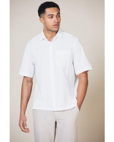 Nordam 'Vallant' Cotton Oversized Short Sleeve Button-Up Shirt With Chest Pocket - White