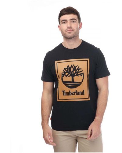 Timberland Front Stack Logo T-shirt In Zwart