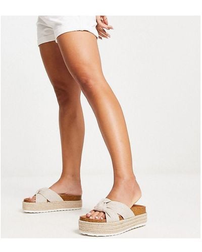 ASOS Wide Fit Teegan Knotted Flatform Sandals - White