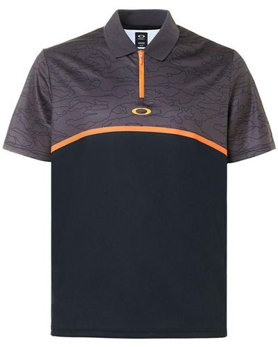 Oakley Colour Block Camouflage Black Zip Up Polo Shirt 434216 02e - Blue
