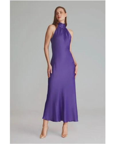 GUSTO Halter Neck Maxi Dress - Purple