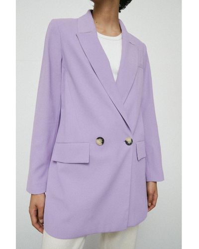 Warehouse Relaxed Double Breasted Blazer - Purple