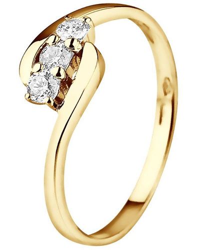 Diadema Ring Trilogy Bezet Met Diamanten 0,21 Cts Claws Geel Goud 18 Karaat - Metallic