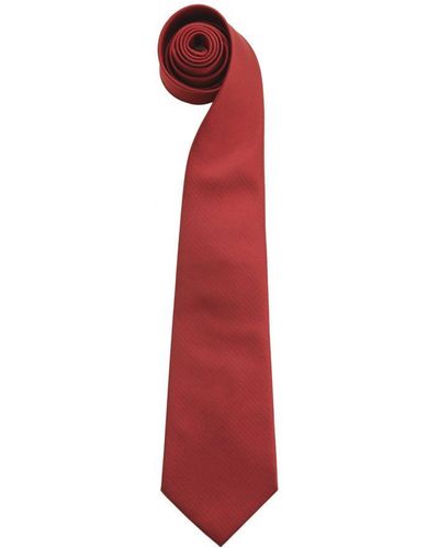 PREMIER Mode "kleuren" Work Clip On Tie (pakket Van 2) (bourgondië) - Rood