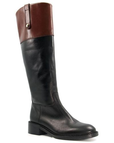 Dune Ladies Tonia - Metal-detail Leather Rider Boots Leather - Brown
