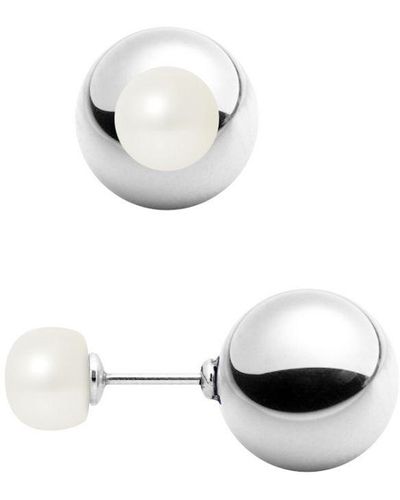 Blue Pearls 925 Zilveren Oorbellen Met Witte Zoetwaterparels