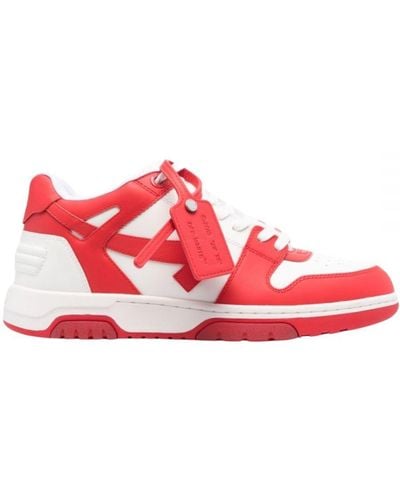 Off-White c/o Virgil Abloh Off- Out Of Office Low Top Leather Trainers - Red