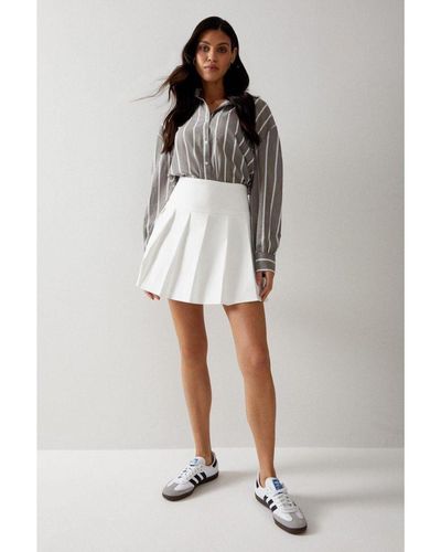 Warehouse Premium Tailored Pleated Mini Skirt - Grey