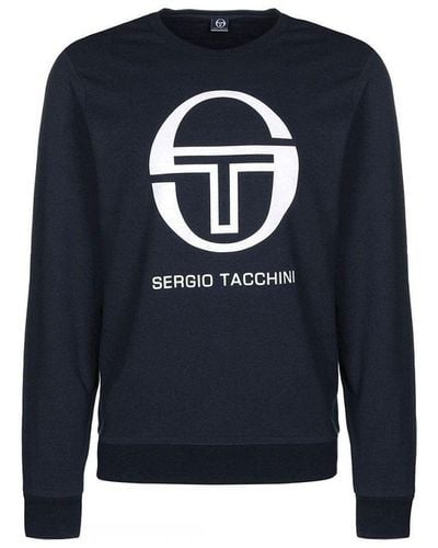Sergio Tacchini Long Sleeve Crew Neck Navy Blue Ciao Jumpers 38027 200 Cotton