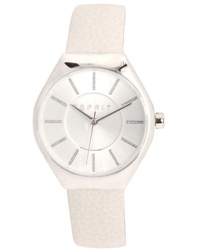 Esprit Analog Watch With Leather Strap - White