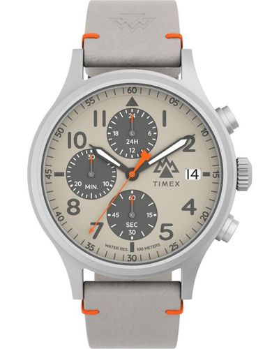 Timex Sierra Chrono Watch Tw2W16500 Leather (Archived) - Grey