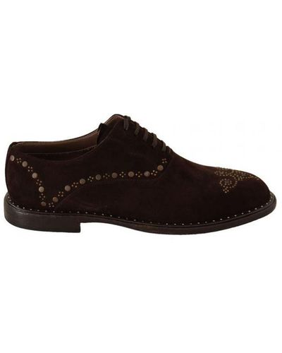 Dolce & Gabbana Suede Marsala Derby Studded Shoes Leather - Brown