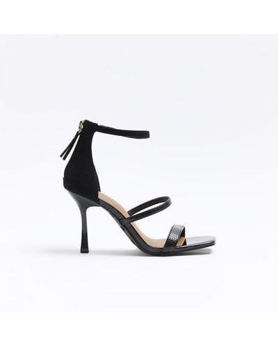 River Island Heeled Sandals Black Closed Back Suede - White