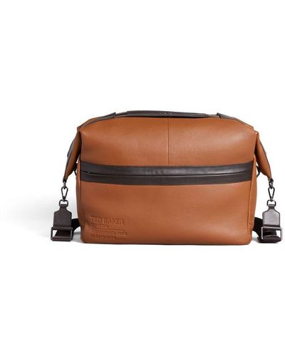 Ted Baker Kaisel Branded Leather Holdall - Brown