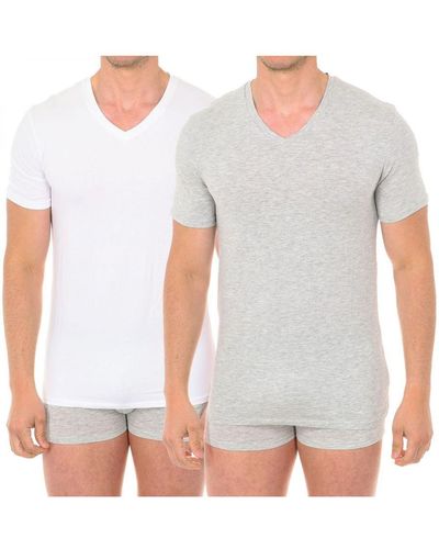 DIM Pack- 2 Short Sleeve V-Neck T-Shirts D0A6E - Grey