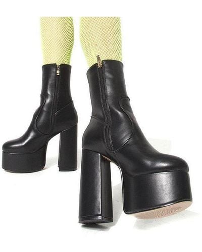 LAMODA Adore You Platform Ankle Boots - Black
