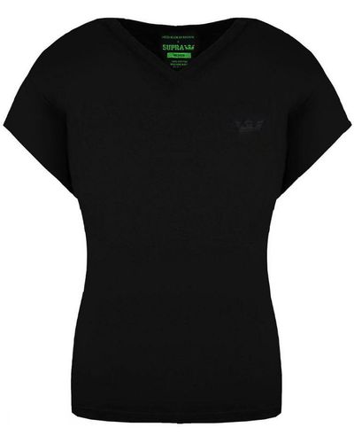 Supra X Heidi Klum Cochs Short Sleeve V-Neck T-Shirt 191902 008 Cotton - Black