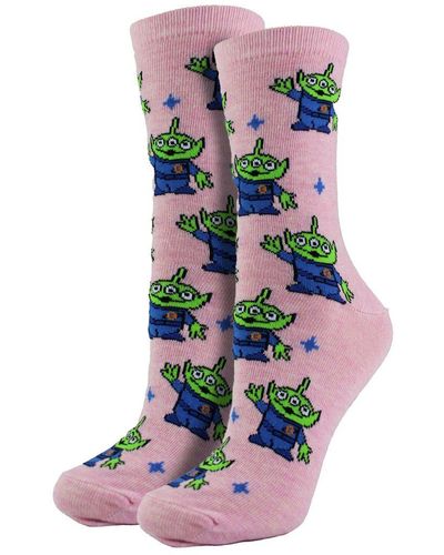 Disney Ladies Toy Story Alien Socks - Pink