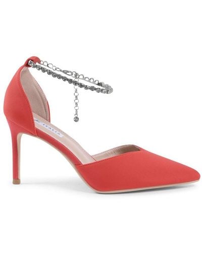 19V69 Italia by Versace Ankle Strap Pump F2929 Rosso Fabric - Red