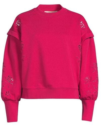 Scotch & Soda Sweater Puff Sleeve Embroidery Sweatshirt Rood