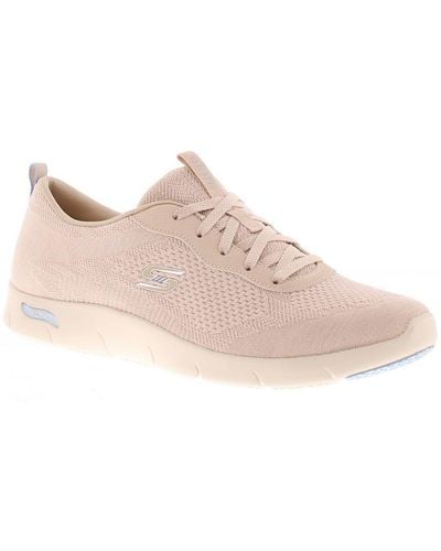 Skechers Trainers Arch Fit Refine Lavi Lace Up Taupe Textile - Pink