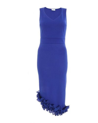 Quiz Royal Ruffle Hem Midi Dress - Blue